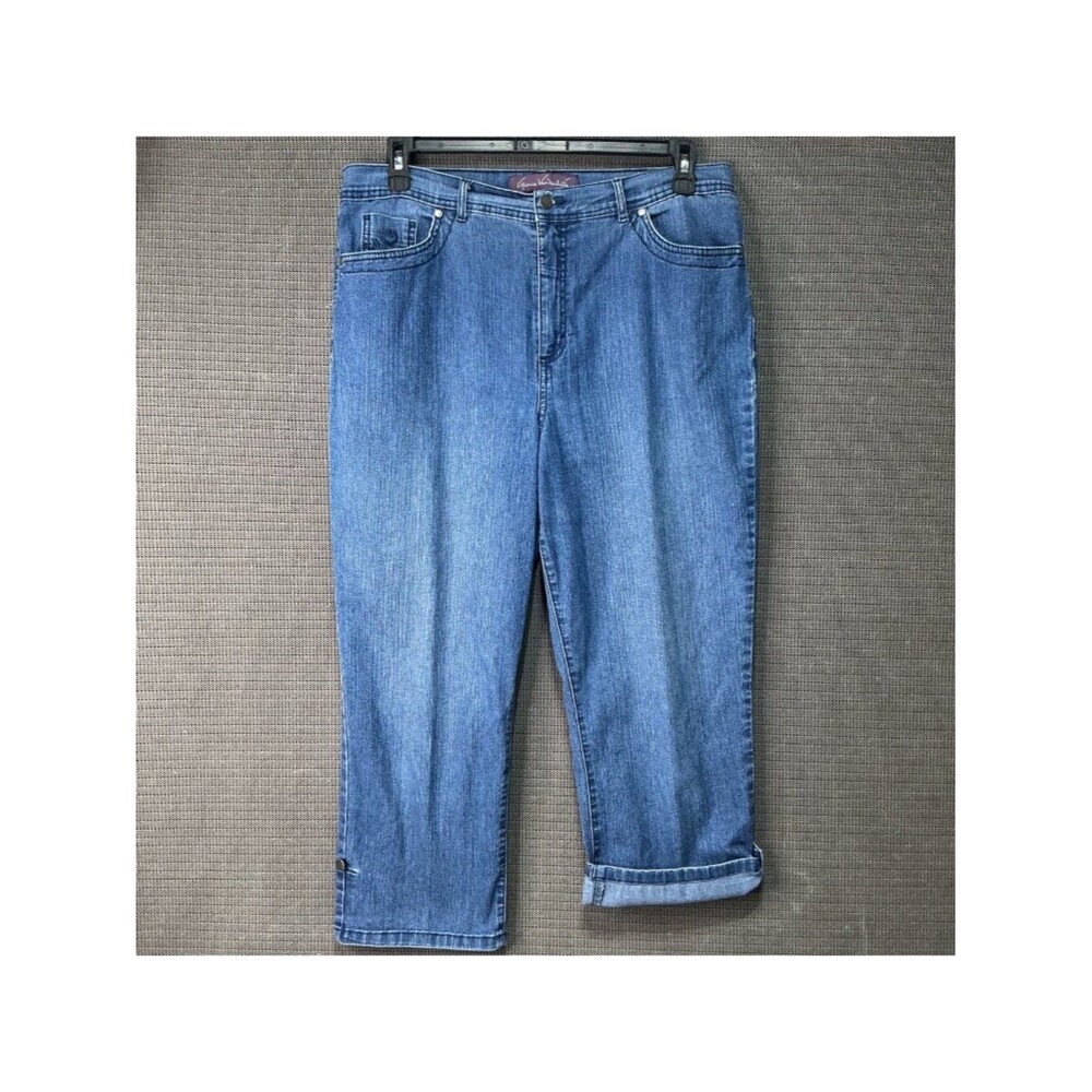 Gloria Vanderbilt Women's Size 14 Blue Denim Straight Jeans Cotton Blend